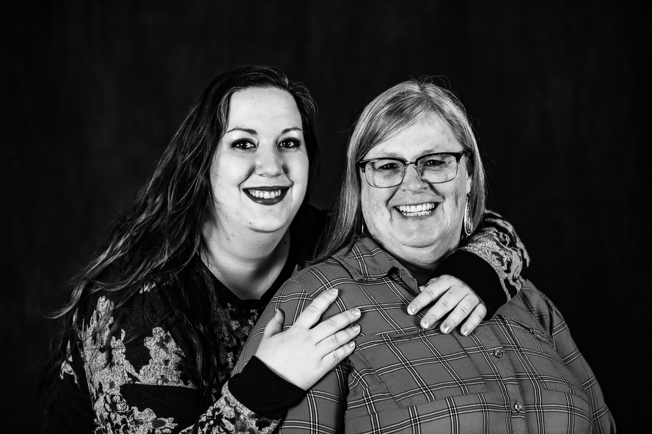 mother daughter studio portraits mouse island creatives photography black white