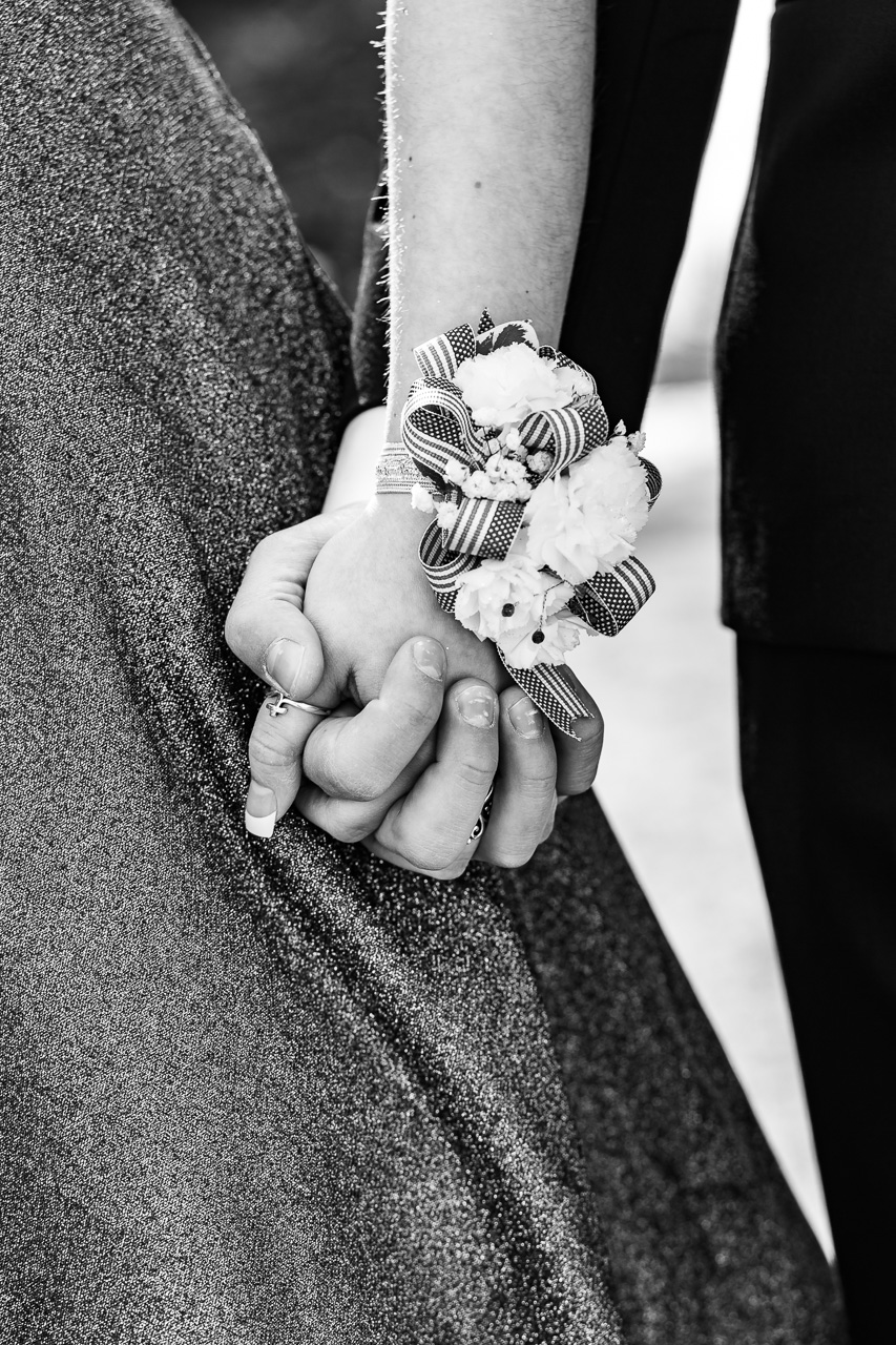 Prom details couples holding hands mouse island creatives event photography black white